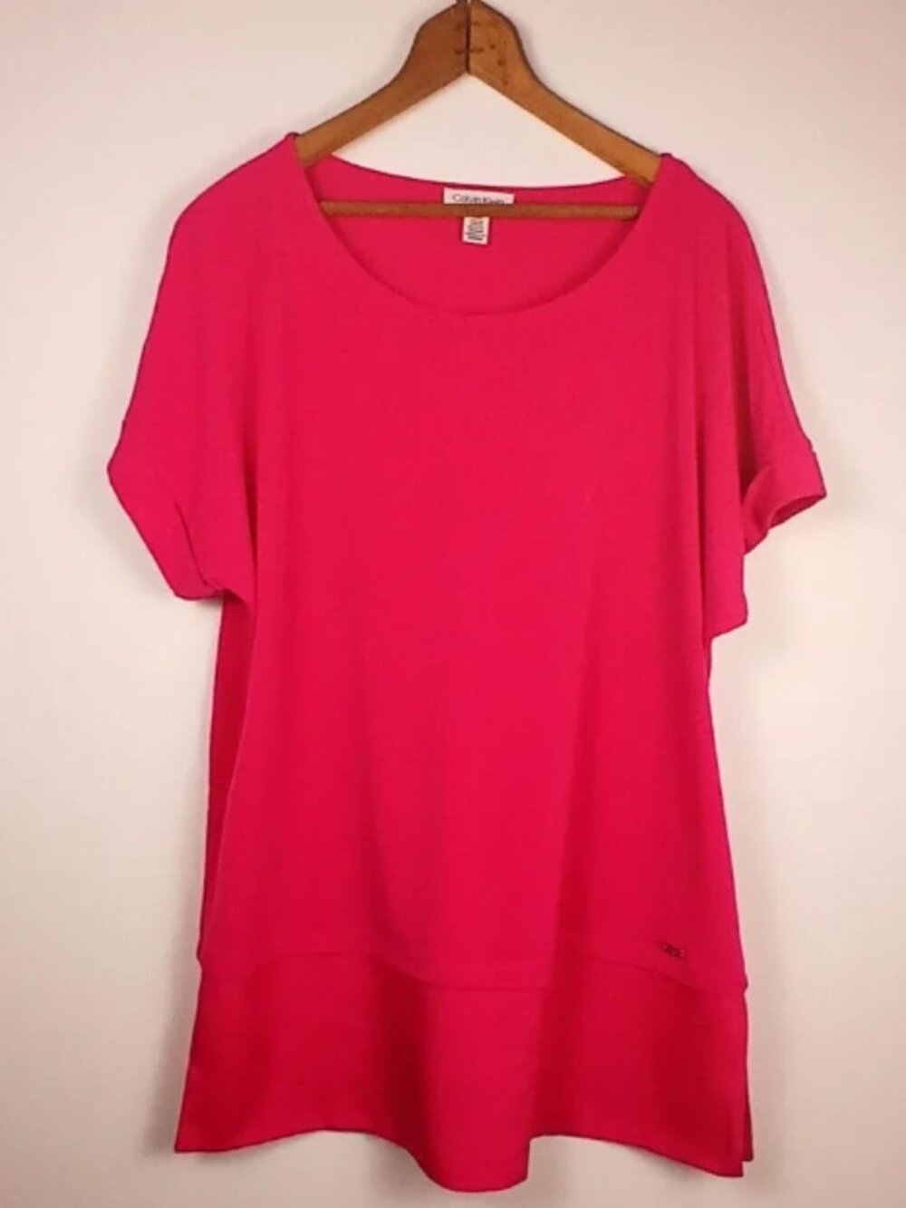 Calvin Klein Pink Stretch Top Women Medium Short Sleeve Casual Tee